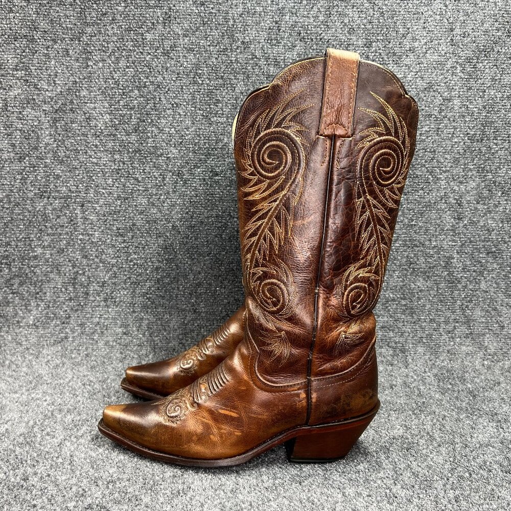 Justin Damiana Western Boots Women's Size 6.5 Brown Leather Snip Toe Cowboy Boot - Picture 5 of 16